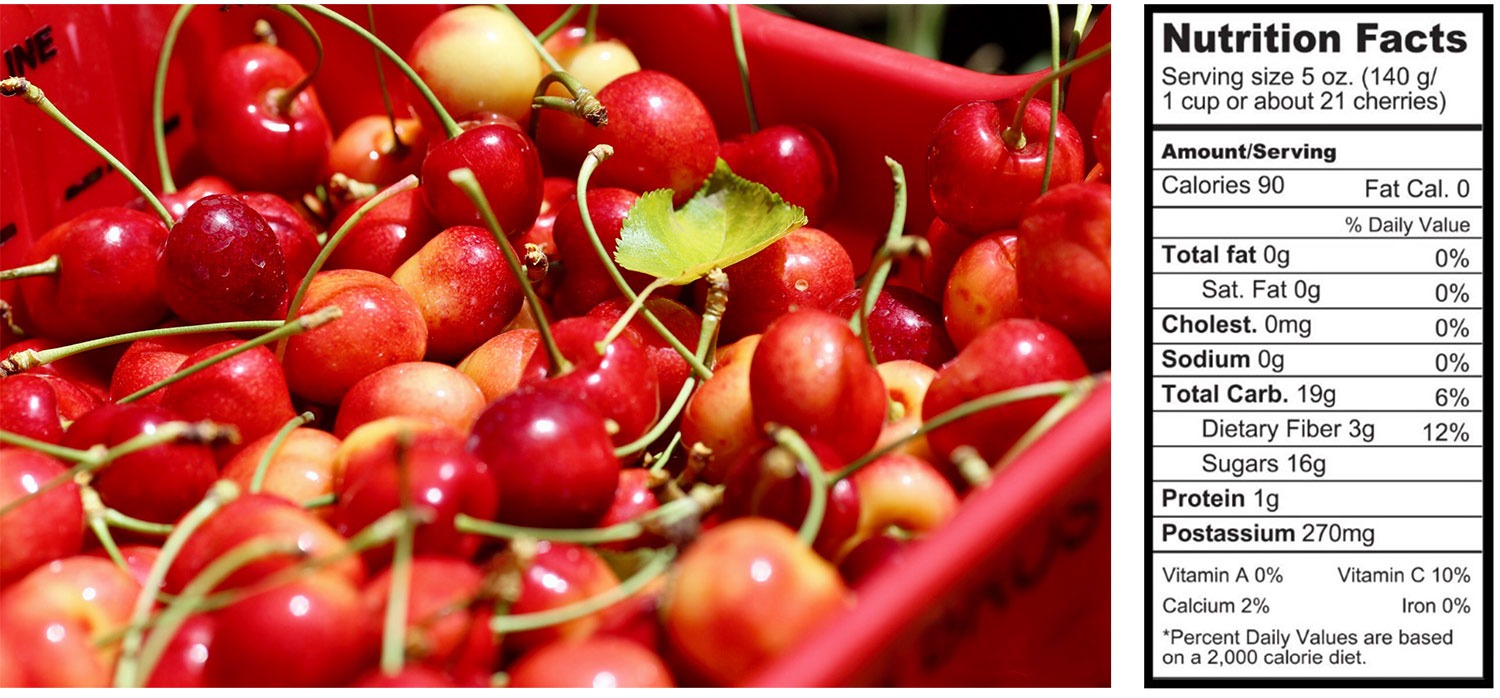 Rainier Cherries in a bin