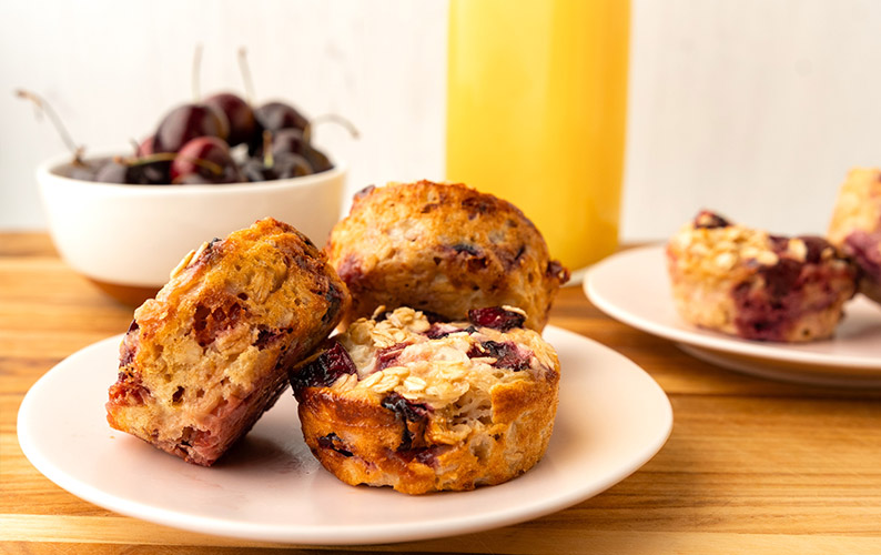recipe breakfast cherry cottage cheese muffins block