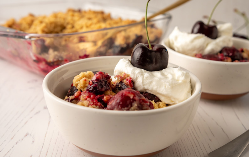 recipe dessert cherry berry crumble block