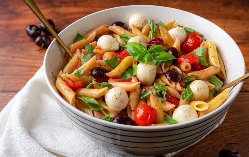 recipe entre cherry caprese pasta block